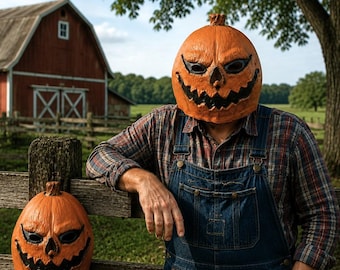Kürbiskopfmaske, Ganzkopf-Jack-O'-Lantern-Kostümmaske, Requisite für Halloween-Cosplay-Partys auf dem Bauernhof, Bauernhof-Spaß-Kollektion