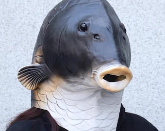 Máscaras de animales hechas a mano Máscaras de cabeza de pez Máscaras de goma cortadas a mano Máscaras divertidas Máscaras de látex Monstruo sirena