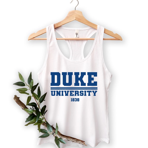 Duke University 1838 Racerback, Duke University Tank, Florida College Tank, University Tank, Duke 1838 Tank, Blue Devils Tank