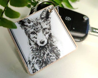 Fox Keyring | Wildlife Keychain, Handmade Fox Gift, Fox Keychain, Animal Backpack Keychain, Fox Bag Charm, Father's Day Woodland Animal Gift