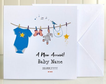 A New Arrival Baby Card | Personalisation New Baby Card, Custom Baby Greetings Card, New Baby Card, Congratulations Baby Card, Newborn Card