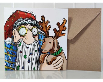Individual Festive Christmas Card | Christmas Card for Dog Lovers, Season Greetings Card, Dachshund Dog Card, Weiner Dog Card, Luxury Card