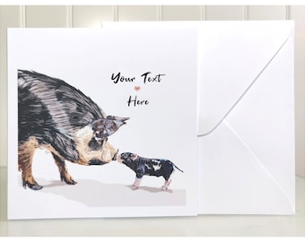 Personalised Pigs Greetings Card | Custom Text Card, Customised Animal Birthday Card, Handmade Quote Card, Seeded Card, Wild Flower Card