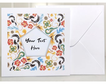Personalised Floral Greetings Card | Custom Text Card, Custom Thank You Card, Flower Birthday Card, Personalised Father's Day Flower Card