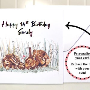 Carte de voeux personnalisable de | Carte texte personnalisée, carte d'anniversaire animal, carte d'anniversaire lapin, carte d'anniversaire lapin personnalisée