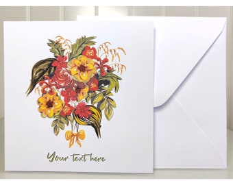 Personalised Flower Greetings Card | Wild Flower Happy Birthday Card, Flowery Mother's Day Card, Botanical Wildflowers, Illustrated flowers