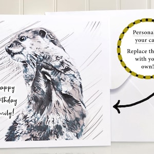 Carte de voeux personnalisée en forme de loutre | Carte loutre, carte animal des bois, carte d'anniversaire illustrée, carte de la faune britannique, carte personnalisée fait maison
