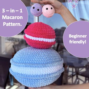 3 - in - 1 Macaron Pattern | PDF Download | Beginner Friendly | Macaron Keychain | Jumbo Macaron | Macaron Pillow Pattern | Crochet