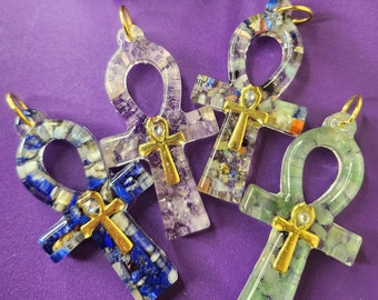 Crystal Ankh Cross Pendant Necklace