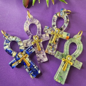 Crystal Ankh Cross Pendant Necklace