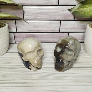 Volcano Agate Crystal Stone Skull Carving