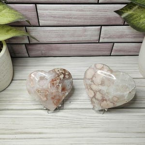 Pink Amethyst Flower Agate Crystal Stone Heart