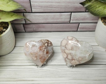 Corazón de piedra de cristal de ágata rosa con forma de flor