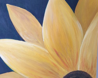 Fiore - Pittura floreale - Fiore giallo - Arte dei fiori del sole - Arte della parete - Regalo per la casa
