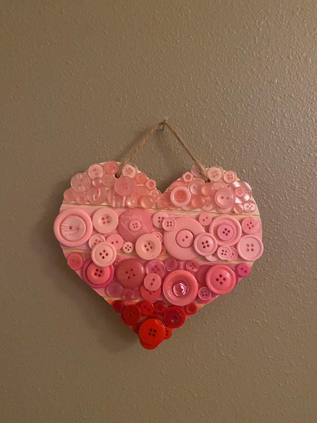 Heart Wall Hanging Valentines Day Wall Art Button Heart Art Button Art Decoation Etsy