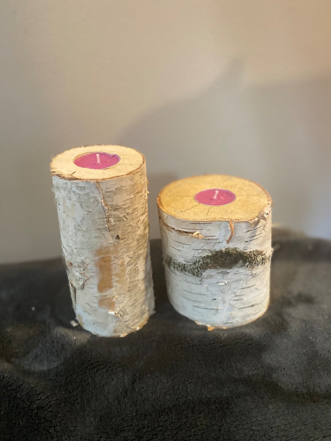2 Birch Tea Light Candle Holders Rustic Handmade Etsy