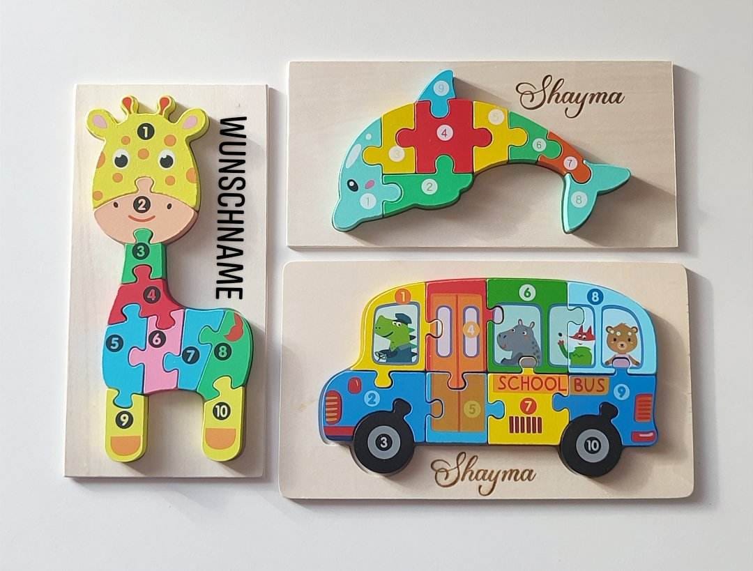 3D Personalized Educational Montessori Wooden Puzzle - Animal Figures ...