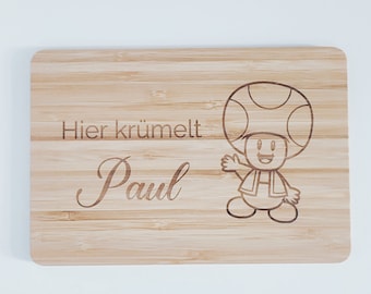 Frühstücksbrett, personalisiert,  Frühstücksbrettchen, Kinder, Bambus, Geschenk, Lasergravur, Geburtstag, Weihnachten, Ostern, Einschulung