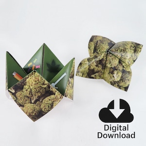 STONER ORIGAMI, Cootie Catcher, Paper Fortune Teller, Origami Art, Printable Party Favors, Instant Download, Adult Themed Party Gift