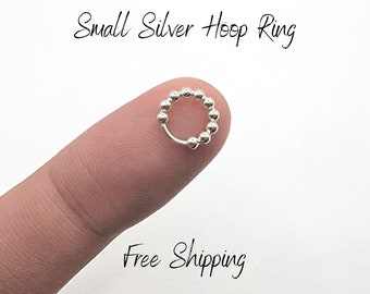 925 sterling silver Beaded Nose Hoop Ring