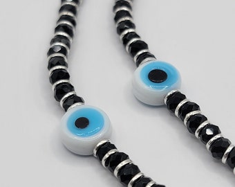 925 Sterling Silver Evil Eye Bracelets or Anklet | New Born & Toddler Kids Black Beads Najariya