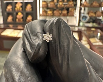 Beautiful Natural Diamond Flower Nose Stud/Pin - Sparkling Natural Diamonds