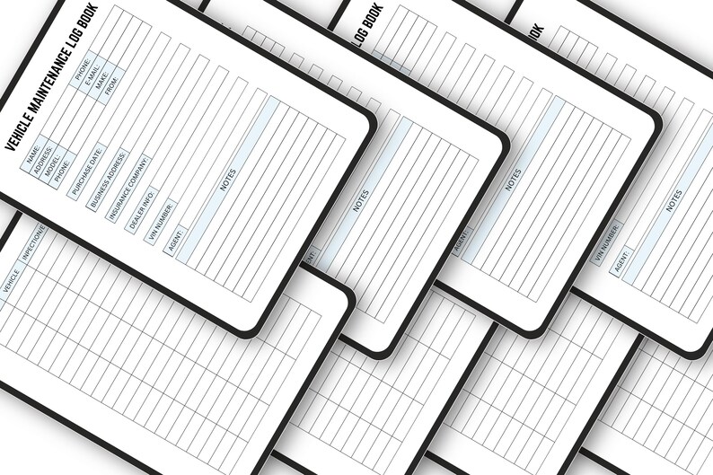 Car Maintenance Log Book Printable | Vehicle Service Record Planner ...