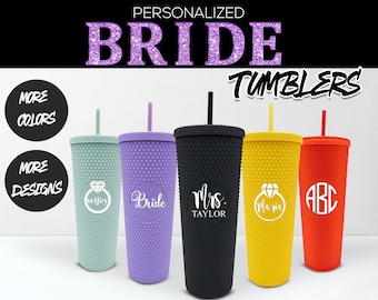 Personalized Bride Tumbler | Bridesmaid Wedding Gift | Bachelorette Party | Bridal Shower Cup | Mother of the Bride | Custom Bride Gift