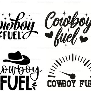 Cowboy Fuel SVG & PNG Bundle, Western Cowboy Designs, Rodeo Style Graphics, Cowgirl Cricut Cut Files, Silhouette, Instant Download