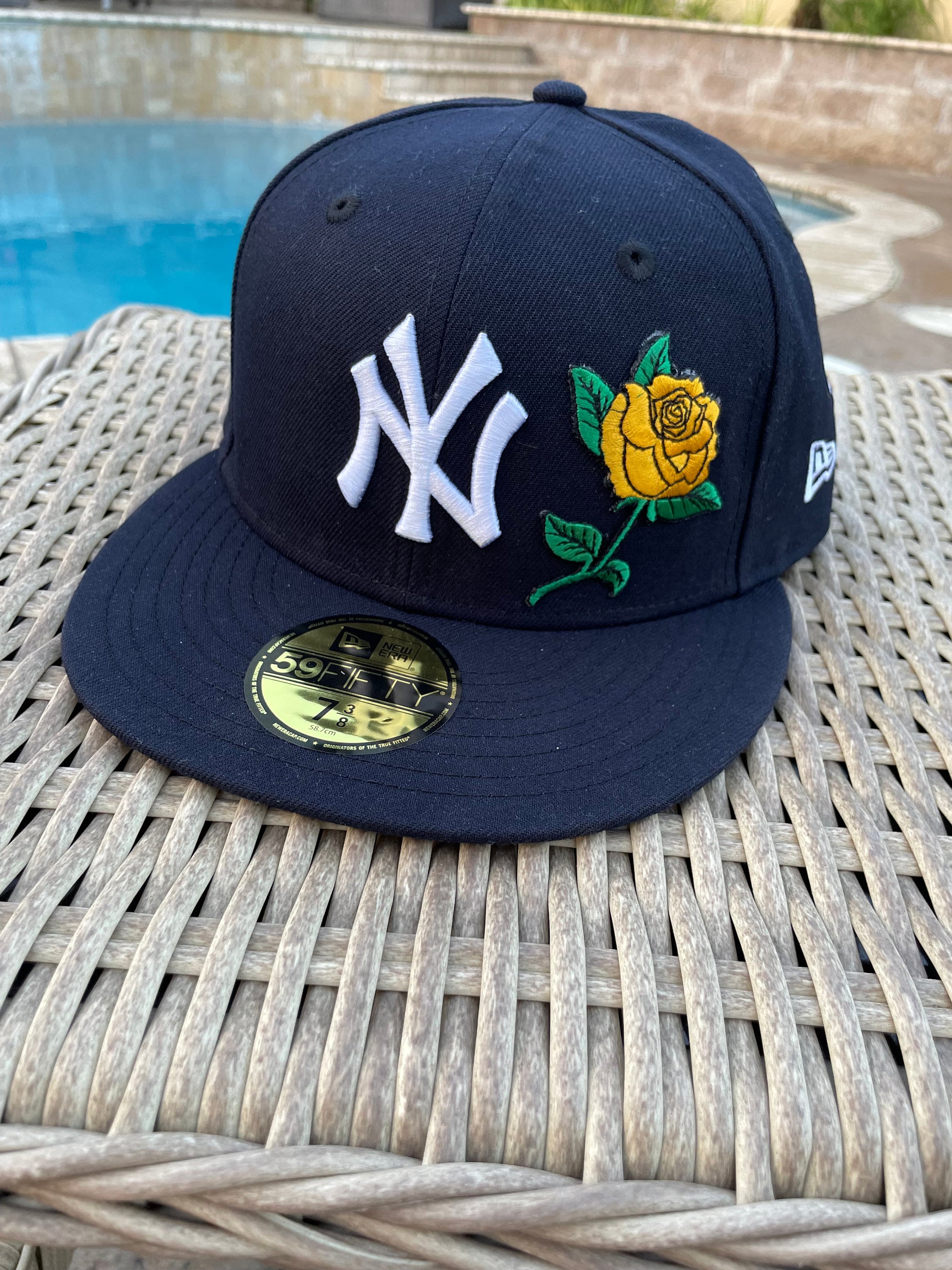 Custom New Era 59Fifty New York Yankee Legends Fitted Hat with Patches 7 3/8