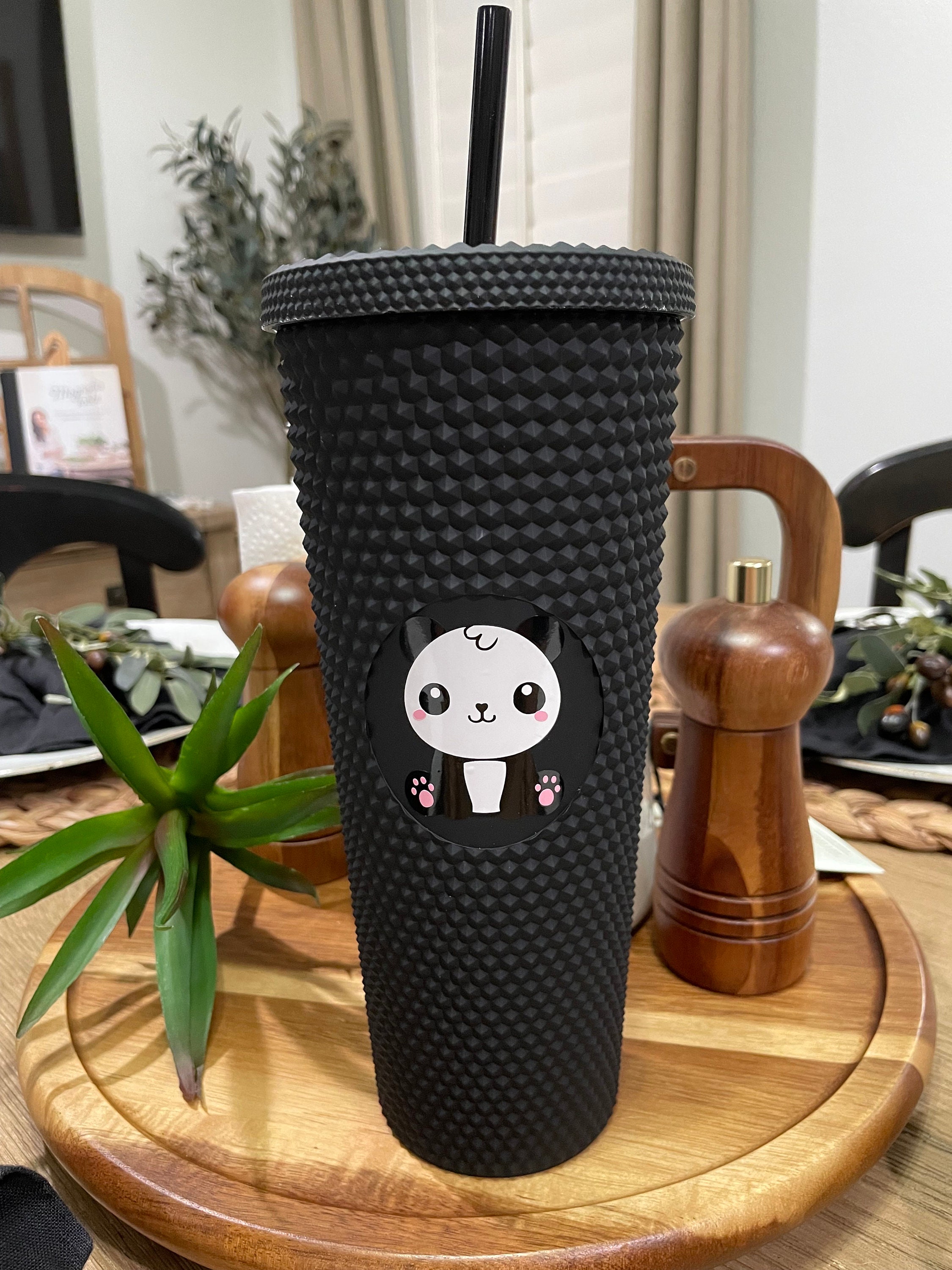 Panda Bear Cup | Cute Panda Lover Gifts | Kawaii Studded Tumbler with Straw  and Lid | Starbucks Coffee Cup | Animal Lover Gift | Venti 24oz