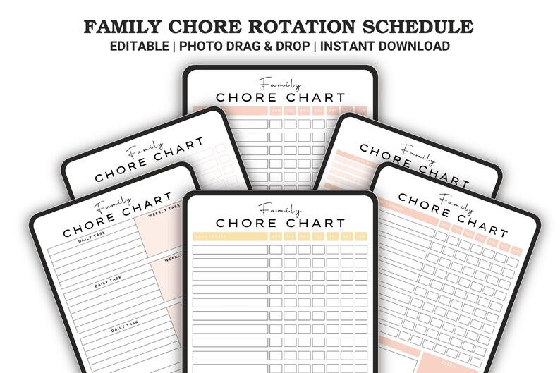 Chore Chart Printable Family Chore Chart Printable Bundle - Etsy