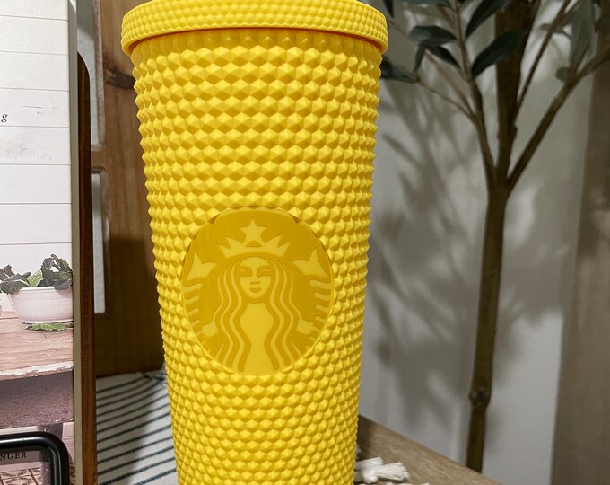 Yellow Starbucks Inspired Cup Studded Double Wall Tumbler Etsy