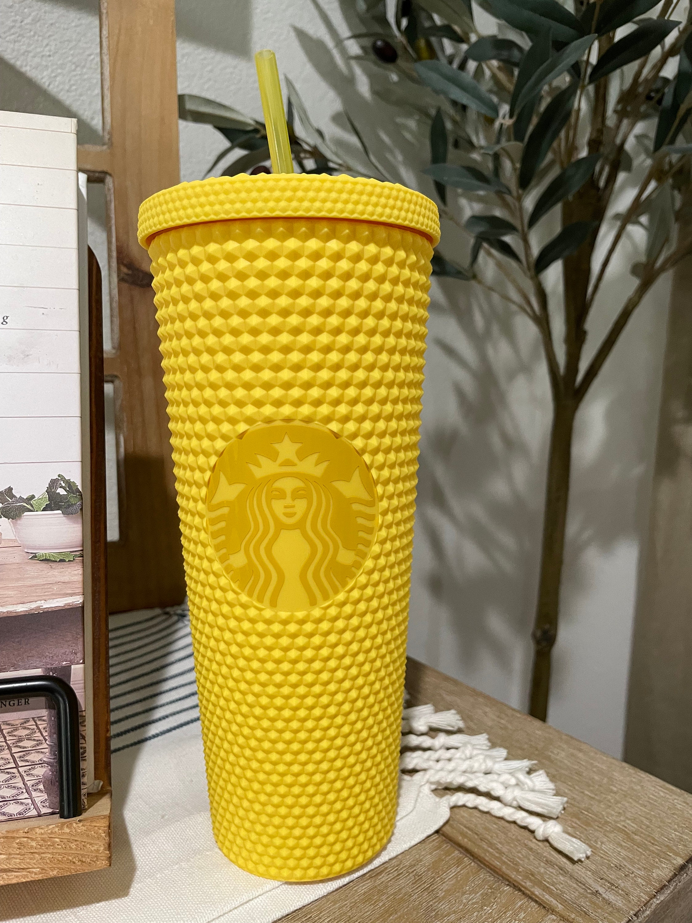 Yellow Starbucks Inspired Cup Studded Double Wall Tumbler Etsy