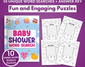 Baby Shower Games, Baby Shower Word Search Game, Printable Word Search Activity, Gender Neutral Baby Sprinkle, Fun Activity Card, PDF
