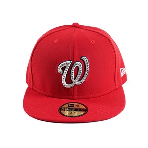 Custom Iced Out New Era 59Fifty Washington Nationals Fitted Hat with Swarovski Crystals 7 3/8