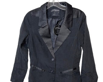 Stussy Womens Tuxedo Jacket Black Size Small Vintage Button Front Full Lined New
