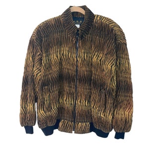 American Designer Styles Bomber Jacket Womens Size Large L Animal Print Vintage