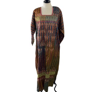 BRSY Dress Womens Size Large Vintage Multicolor Metallic Threading Caftan Maxi Retro Classic Designer Fashion Kaftan Womens Gift For Women