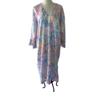 Mary McFadden Vintage Womens Nightgown Size Large Pastel Floral Watercolor