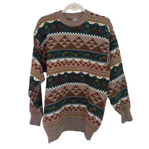 Cer Triko Mens Sweater Size Large Vintage Shetland Wool Crew Neck Long Sleeve
