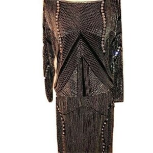 Skirt Set Size Small S Womens Vintage Beaded High Quality Elastic Waist