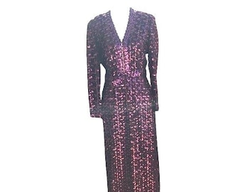 Lilli Diamond Dress Womens Vintage 70s Sequin Disco Metallic Matching Belt