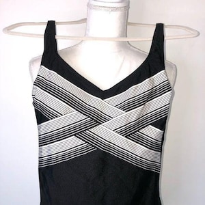 Gottex Swimsuit Size 8 Womens Vintage One Piece Retro Black White
