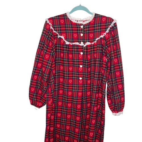 Lanz Of Salzburg By Eileen West Womens shops Nightgown Medium Vintage Plaid Flannel