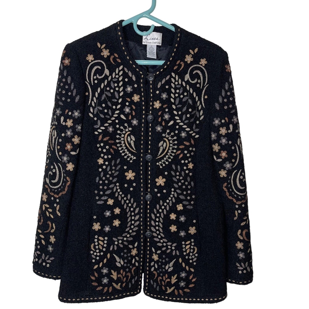 Linea by Louis Dell'olio Vintage Womens Embroidered Sweater