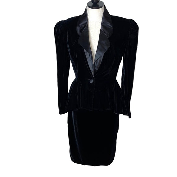 LA Glo Womens Skirt Suit Black Size Small Vintage… - image 1