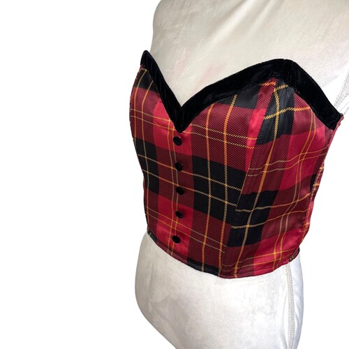 Victoria's Secret Womens Corset Red Size Large Vintage 90s Silk shops Strapless Plaid