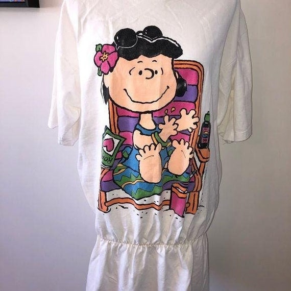 Peanuts Swim Coverup Womens Vintage 90s Lucy Graph