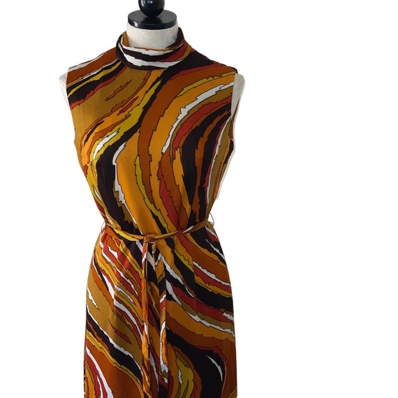 Rhone Poulenc Vintage Women Dress Size 8 Brown Ru… - image 2
